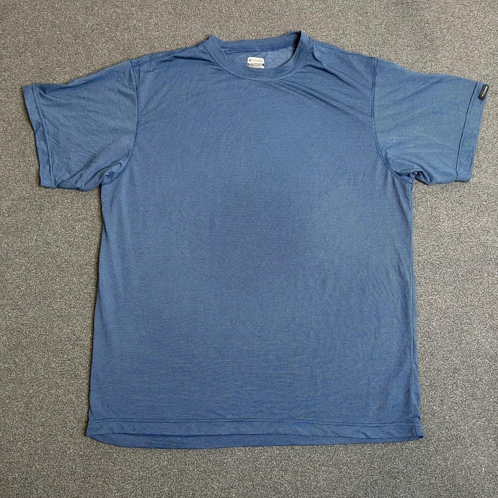 Columbia Titanium Shirt Mens Large Blue Short Sleeve Crewneck Performance Top